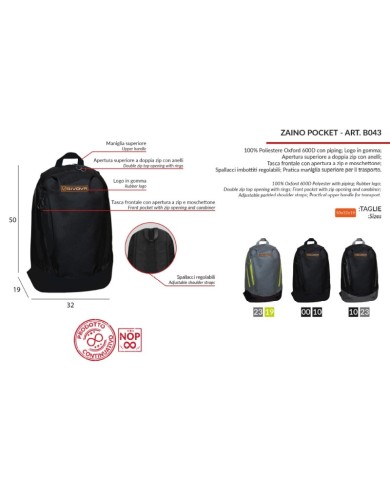 ZAINO POCKET GRIGIO SCURO /GIALLO FLUO Tg. UNICA ZAINO POCKET GRIGIO SCURO /GIALLO FLUO Tg. UNICA