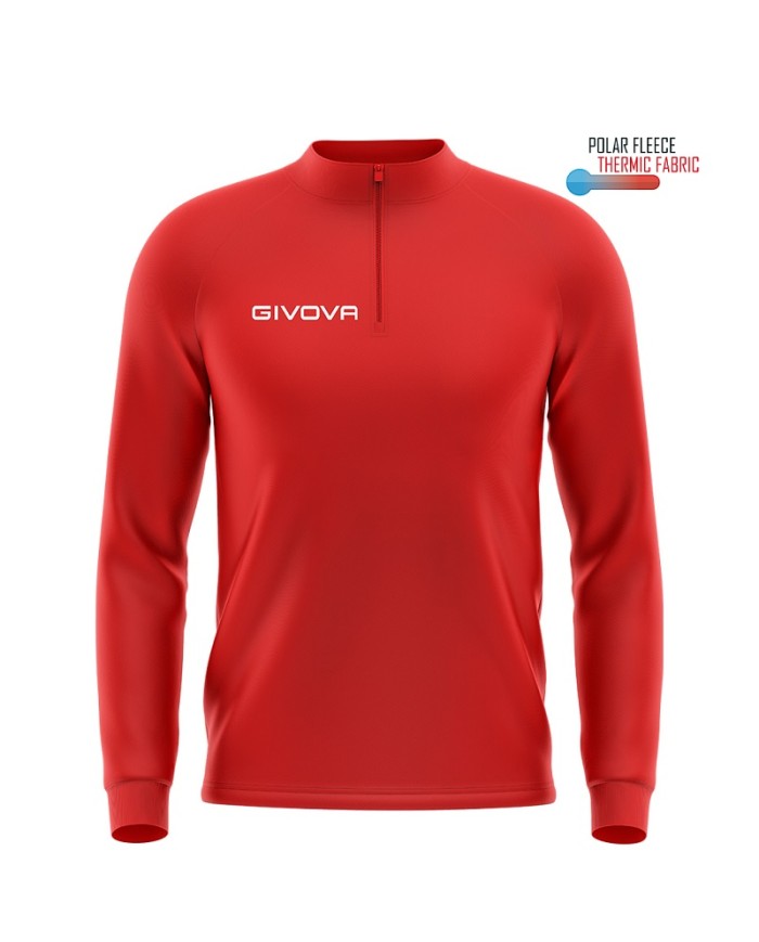 Maglia Tecnica Givova HALF ZIP POLAREFLEECE Fitness Sport Unisex Micropile Rosso MA0230012