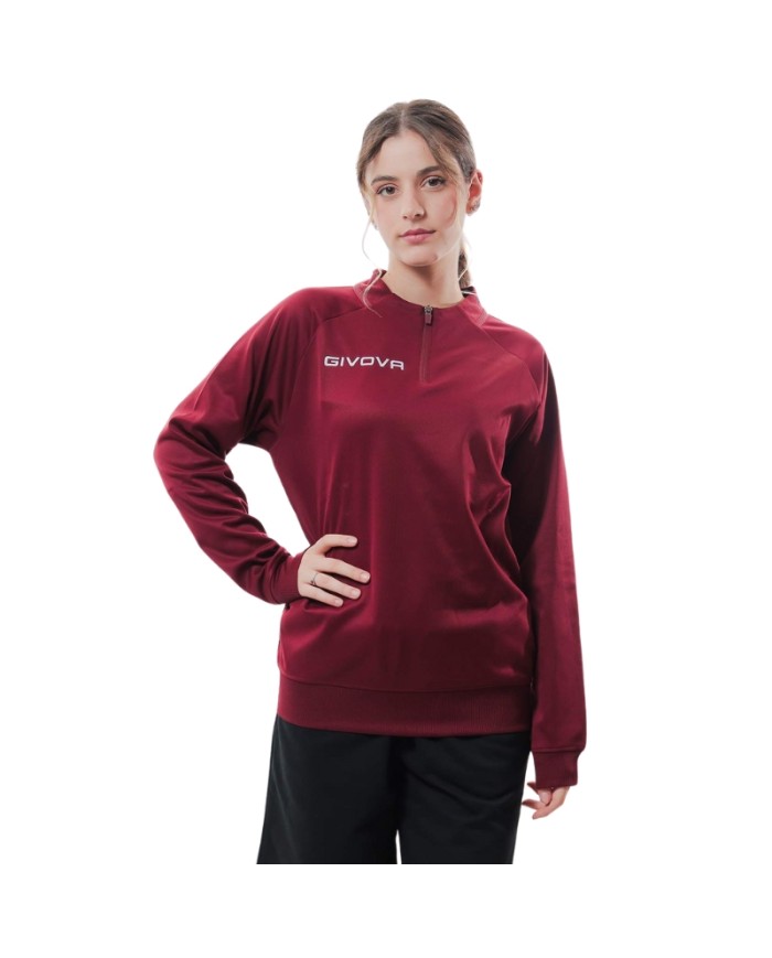 Maglia Tecnica Givova HALF ZIP POLAREFLEECE Fitness Sport Unisex Micropile Granata MA0230008