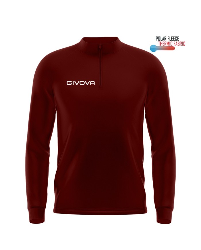 Maglia Tecnica Givova HALF ZIP POLAREFLEECE Fitness Sport Unisex Micropile Granata MA0230008