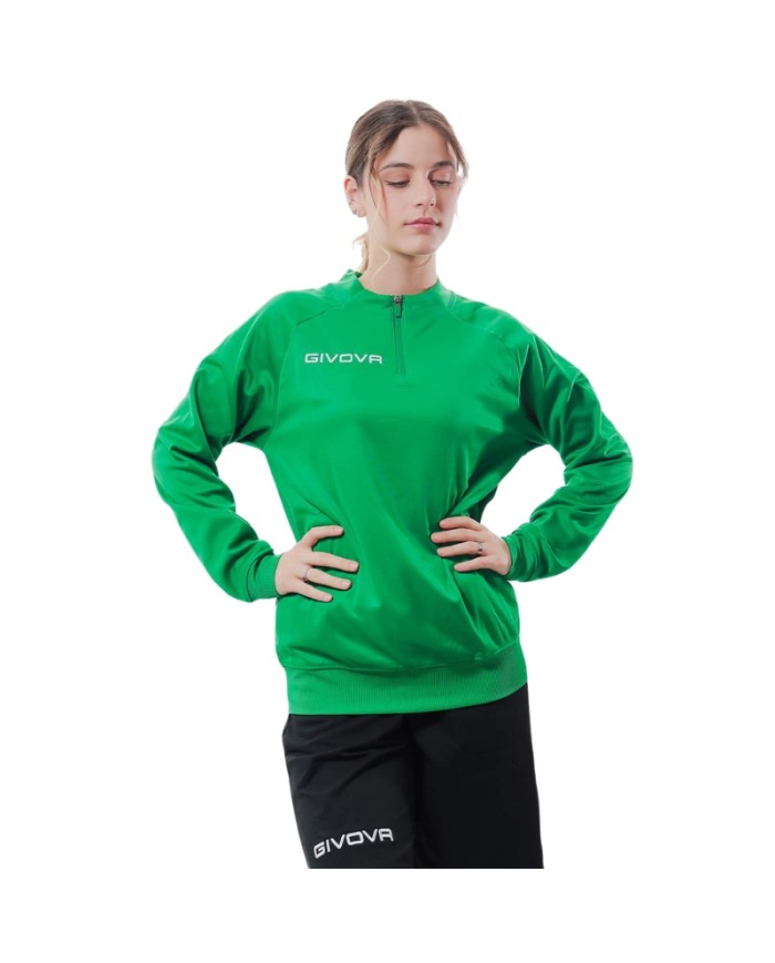 Maglia Tecnica Givova HALF ZIP POLAREFLEECE Fitness Sport Unisex Micropile Verde MA0230013