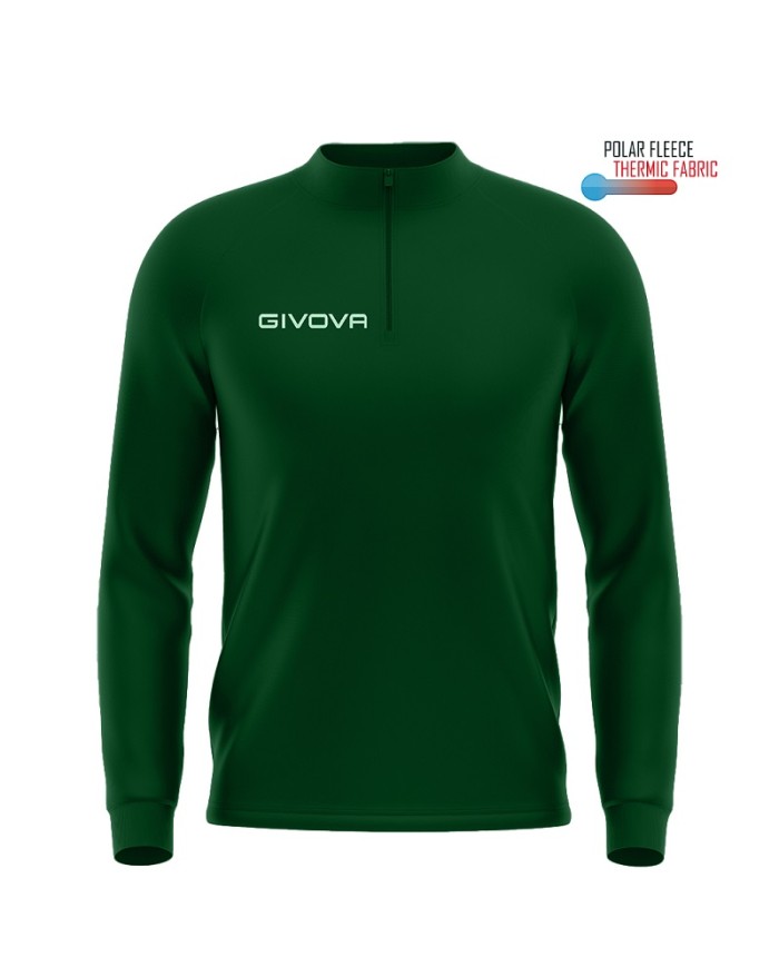 Maglia Tecnica Givova HALF ZIP POLAREFLEECE Fitness Sport Unisex Micropile Verde MA0230013