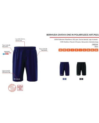 BERMUDA GIVOVA ONE IN POLARFLEECE BLU Tg. 2XL BERMUDA GIVOVA ONE IN POLARFLEECE BLU Tg. 2XL