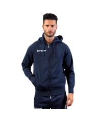 Felpa King Givova FullZip MA021 Felpata con Cappuccio Unisex Blu MA0210004