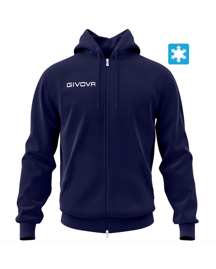Felpa King Givova FullZip MA021 Felpata con Cappuccio Unisex Blu MA0210004