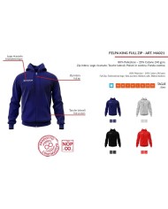 Felpa King Givova FullZip MA021 Felpata con Cappuccio Unisex Nero MA0210010