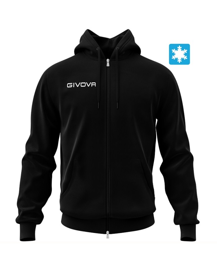 Felpa King Givova FullZip MA021 Felpata con Cappuccio Unisex Nero MA0210010