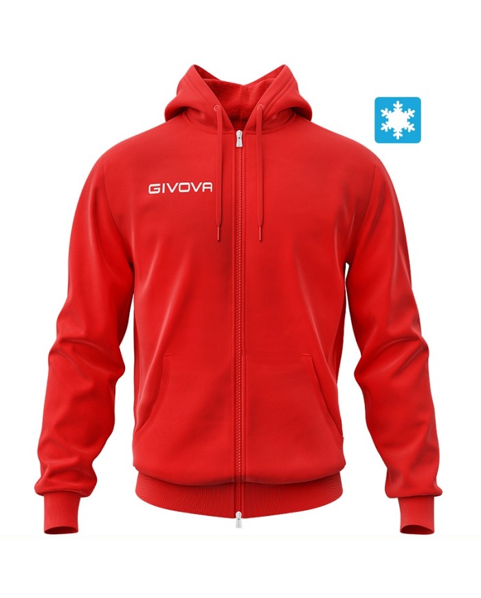 Felpa King Givova FullZip MA021 Felpata con Cappuccio Unisex Rosso MA0210012 Felpa King Givova FullZip MA021 Felpata con Cappuccio Unisex Rosso MA0210012