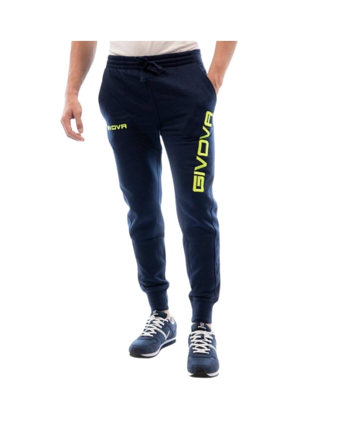 Pantalone Felpato Givova PANTA KING FELPA MOON LF25 Garzato Unisex Blu Giallo Fluo LF250419