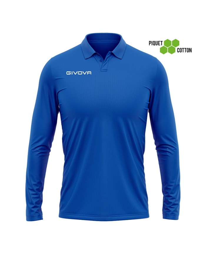 Polo COTONE PIQUET WINTER Givova MA004 Manica Lunga Unisex Azzurro MA0040004 Polo COTONE PIQUET WINTER Givova MA004 Manica Lunga Unisex Azzurro MA0040004