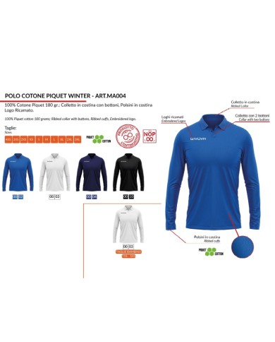 POLO COTONE PIQUET WINTER AZZURRO Tg. 2XL POLO COTONE PIQUET WINTER AZZURRO Tg. 2XL