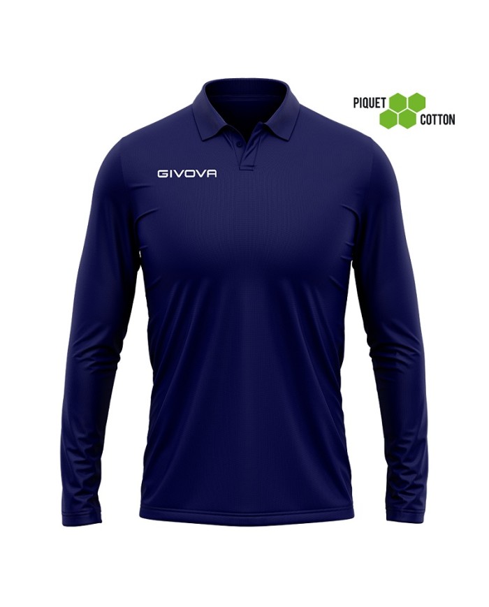 Polo COTONE PIQUET WINTER Givova MA004 Manica Lunga Unisex Blu MA0040004