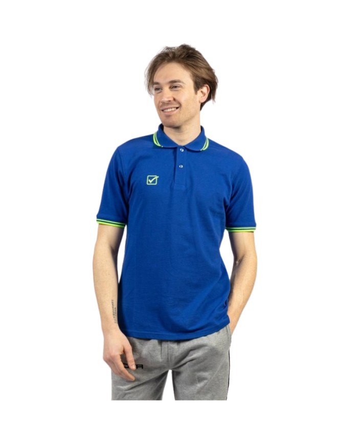 POLO COTONE PIQUET ACTION AZZURRO/GIALLO FLUO Tg. 2XL POLO COTONE PIQUET ACTION AZZURRO/GIALLO FLUO Tg. 2XL