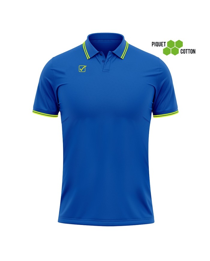 POLO COTONE PIQUET ACTION AZZURRO/GIALLO FLUO Tg. 2XL POLO COTONE PIQUET ACTION AZZURRO/GIALLO FLUO Tg. 2XL