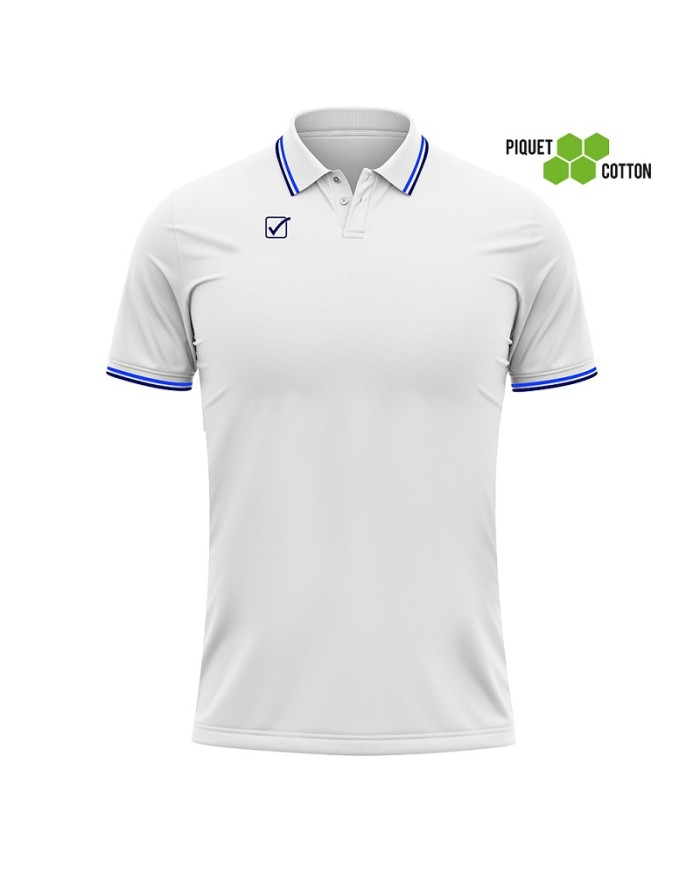 POLO COTONE PIQUET ACTION BIANCO/BLU Tg. 2XL POLO COTONE PIQUET ACTION BIANCO/BLU Tg. 2XL