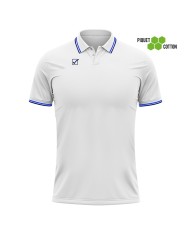 POLO COTONE PIQUET ACTION BIANCO/BLU Tg. 2XL POLO COTONE PIQUET ACTION BIANCO/BLU Tg. 2XL