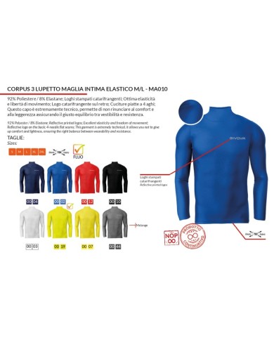 Maglia Intima Givova CORPUS 3 Elastica Lupetto Unisex Giallo MA0100007 Maglia Intima Givova CORPUS 3 Elastica Lupetto Unisex Giallo MA0100007