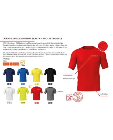 CORPUS 2 MAGLIA INTIMA  ELASTICA M/C BLU Tg. 2XL CORPUS 2 MAGLIA INTIMA  ELASTICA M/C BLU Tg. 2XL
