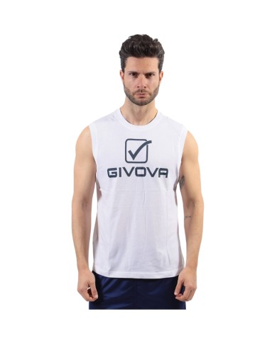 Canotta Givova Cotone Sponsor Big Logo Smanicata Cotone Bianca MA0090003