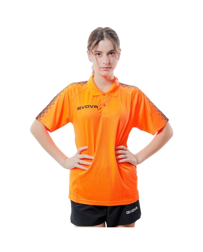 Polo CLUB Givova PK02 Unisex Padel Tennis Sublimatica Arancio Fluo Nera PK022810