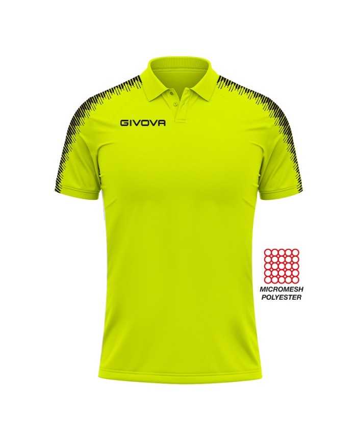 Polo CLUB Givova PK02 Unisex Padel Tennis Sublimatica Giallo Fluo Nero PK021910