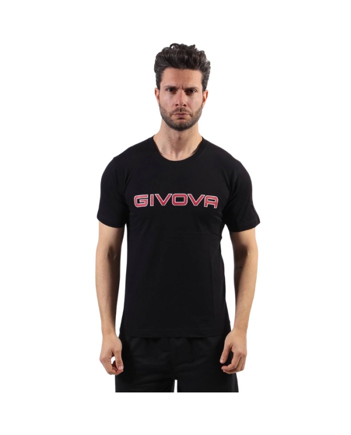 T-Shirt Cotone Spot Givova MA008 Maglia Girocollo Unisex Nero MA0080010