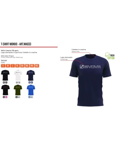 copy of T-Shirt MONDO MA033 Givova Cotone Girocollo Unisex Bianco MA0330003 copy of T-Shirt MONDO MA033 Givova Cotone Girocollo Unisex Bianco MA0330003