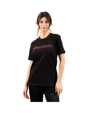 T-Shirt MONDO MA033 Givova Cotone Girocollo Unisex Nero Fuxia MA0331006 T-Shirt MONDO MA033 Givova Cotone Girocollo Unisex Nero Fuxia MA0331006