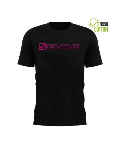 T-Shirt MONDO MA033 Givova Cotone Girocollo Unisex Nero Fuxia MA0331006 T-Shirt MONDO MA033 Givova Cotone Girocollo Unisex Nero Fuxia MA0331006