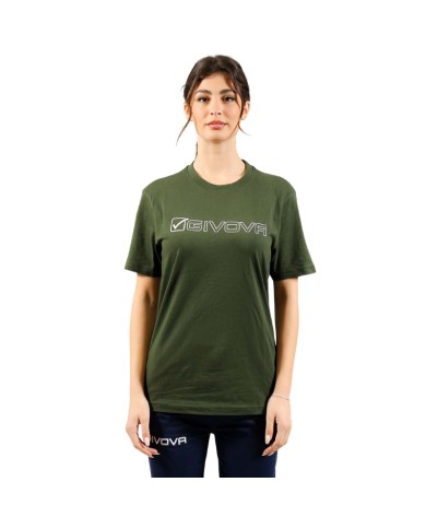 T-Shirt MONDO MA033 Givova Cotone Girocollo Unisex Verde Militare Bianco MA0335103 T-Shirt MONDO MA033 Givova Cotone Girocollo Unisex Verde Militare Bianco MA0335103