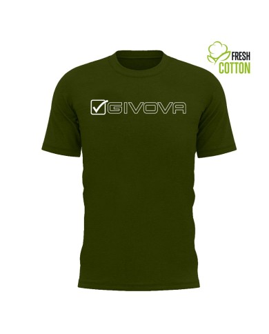 T-Shirt MONDO MA033 Givova Cotone Girocollo Unisex Verde Militare Bianco MA0335103 T-Shirt MONDO MA033 Givova Cotone Girocollo Unisex Verde Militare Bianco MA0335103