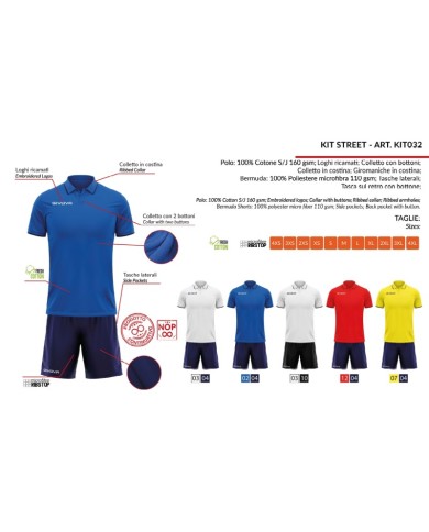 Completino Givova KIT STREET KIT032 Passeggio Tennis Padel Unisex Bianco Nero KIT0320310 Completino Givova KIT STREET KIT032 Passeggio Tennis Padel Unisex Bianco Nero KIT0320310