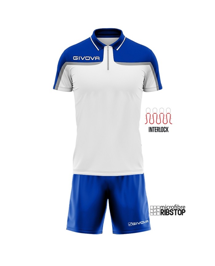 Completo Givova KIT FAST KIT035 Tennis Padel Unisex Bianco Azzurro KIT0350302