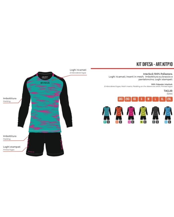 Completino da Portiere Givova KIT DIFESA KITP010 Turchese Nero
