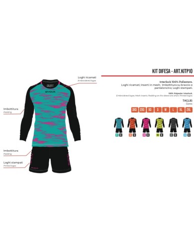 Completino da Portiere Givova KIT DIFESA KITP010 Verde Petrolio Fuxia Completino da Portiere Givova KIT DIFESA KITP010 Verde Petrolio Fuxia