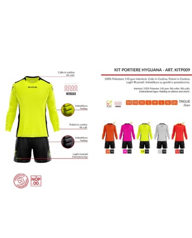 Completino da Portiere Givova KIT HYGUANA KITP009 Grigio Chiaro Nero KITP0092710 Completino da Portiere Givova KIT HYGUANA KITP009 Grigio Chiaro Nero KITP0092710