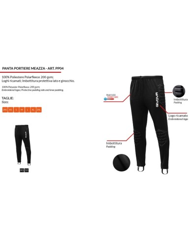 Pantalone da Portiere Givova Meazza PP04 Imbottito Nero PP040010 Pantalone da Portiere Givova Meazza PP04 Imbottito Nero PP040010