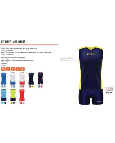 Completino da Pallavolo Givova KIT VOLLEY PIPER KITV06 Blu Giallo KITV060407 Completino da Pallavolo Givova KIT VOLLEY PIPER KITV06 Blu Giallo KITV060407