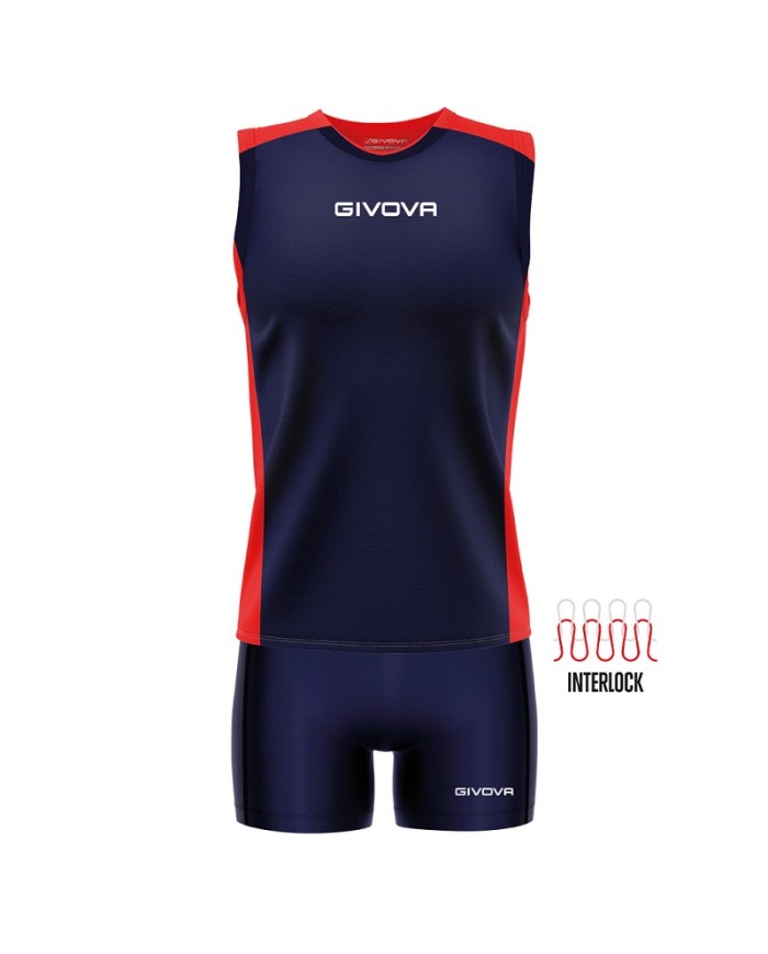 Completino da Pallavolo Givova KIT VOLLEY PIPER KITV06 Blu Rosso KITV060412