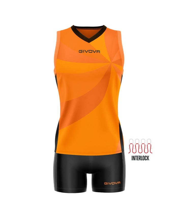 Completino da Pallavolo Givova KIT VOLLEY ELICA KITV08 Arancio Nero KITV080110