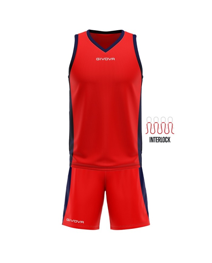 Completino da Basket Givova KIT POWER INTERLOCK KITB05 Rosso Blu KITB051204