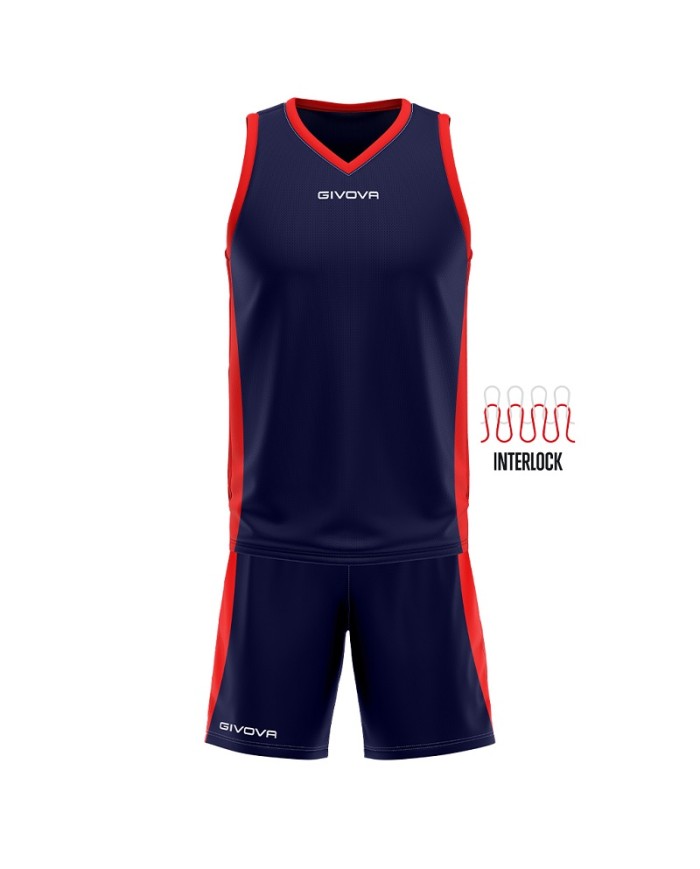 Completino da Basket Givova KIT POWER INTERLOCK KITB05 Blu Rosso KITB050412