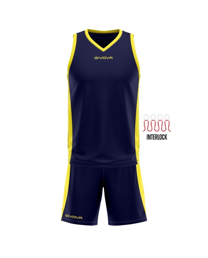 Completino da Basket Givova KIT POWER INTERLOCK KITB05 Blu Giallo KITB050407
