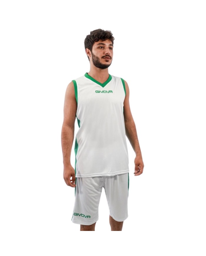 Completino da Basket Givova KIT POWER INTERLOCK KITB05 Bianco Verde KITB050313 Completino da Basket Givova KIT POWER INTERLOCK KITB05 Bianco Verde KITB050313
