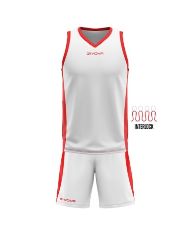 Completino da Basket Givova KIT POWER INTERLOCK KITB05 Bianco Rosso KITB050312 Completino da Basket Givova KIT POWER INTERLOCK KITB05 Bianco Rosso KITB050312
