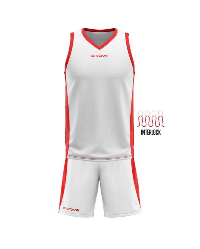 Completino da Basket Givova KIT POWER INTERLOCK KITB05 Bianco Rosso KITB050312