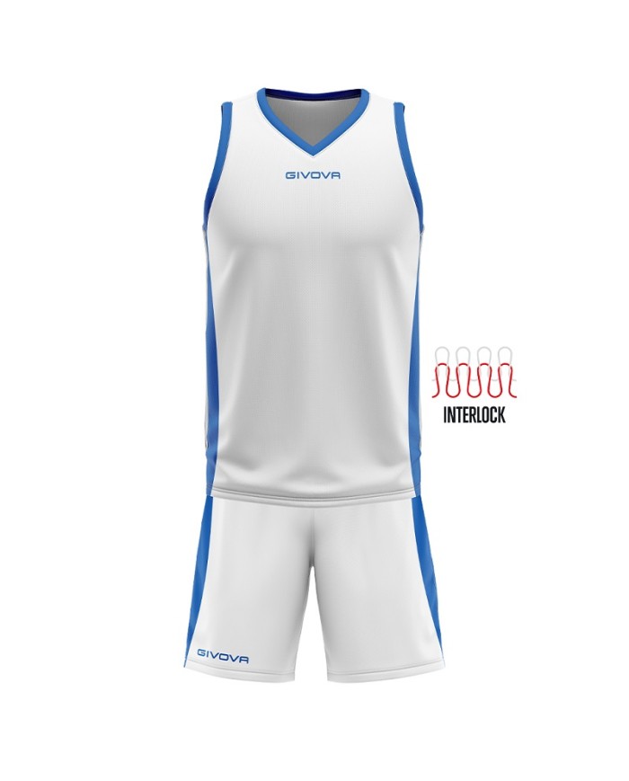 Completino da Basket Givova KIT POWER INTERLOCK KITB05 Bianco Azzurro KITB050302
