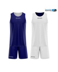 Completino da Basket Givova KIT DOUBLE KITB03 Reversibile Blu Bianco KITB030403