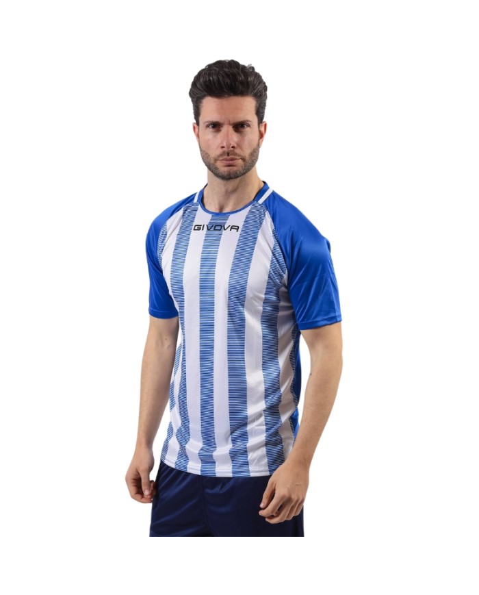 Maglia Givova Tratto Shirt Interlock MA031 Calcio Azzurro Nero Unisex MA0310210