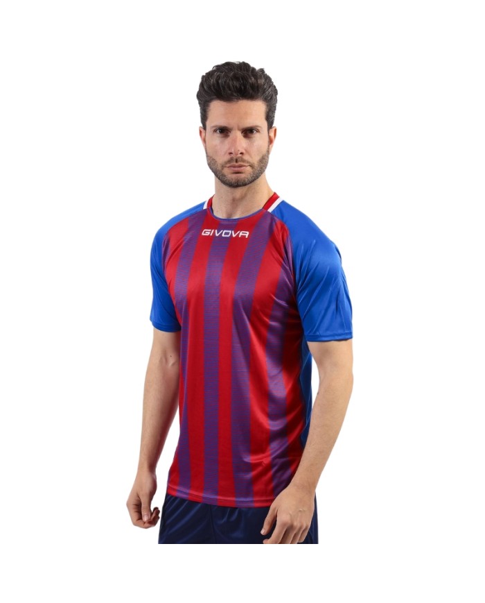 Maglia Givova Tratto Shirt Interlock MA031 Calcio Azzurro Rosso Unisex MA0310212
